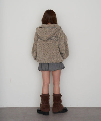 連帽拉鍊抓絨外套