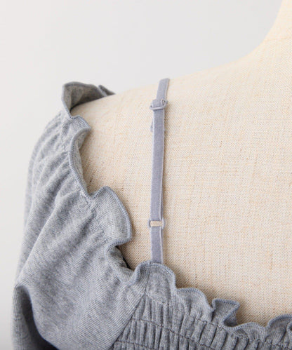 肩帶蝴蝶結褶皺內搭