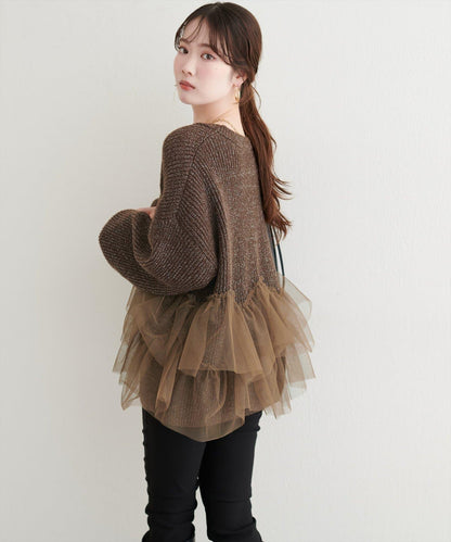 網紗疊層開衫