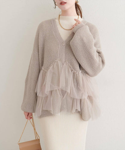 網紗疊層開衫