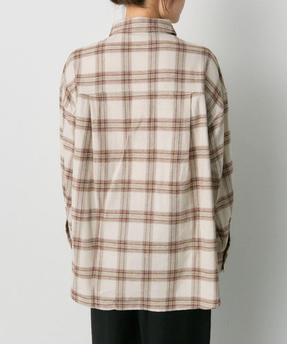 雙口袋磨毛格子襯衫