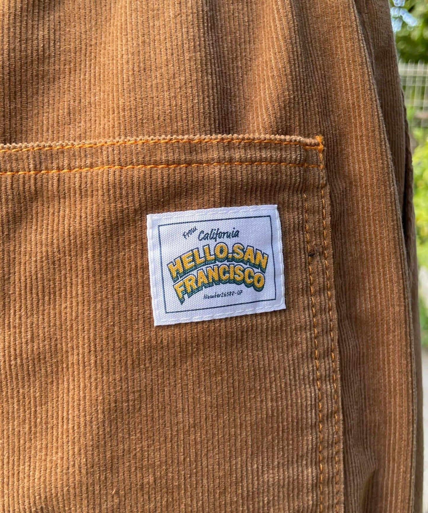 【HELLO.SANFRANCISCO/ハローサンフランシスコ】多穿法塗鴉燈芯絨拼色縫線揹帶褲