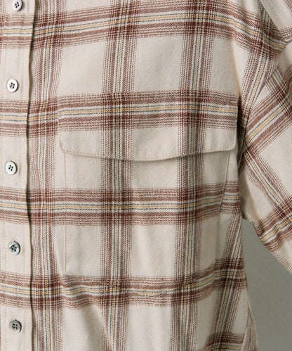 雙口袋磨毛格子襯衫