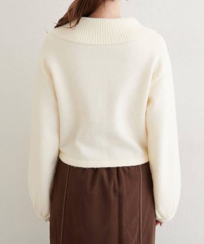 大翻領短款針織衫