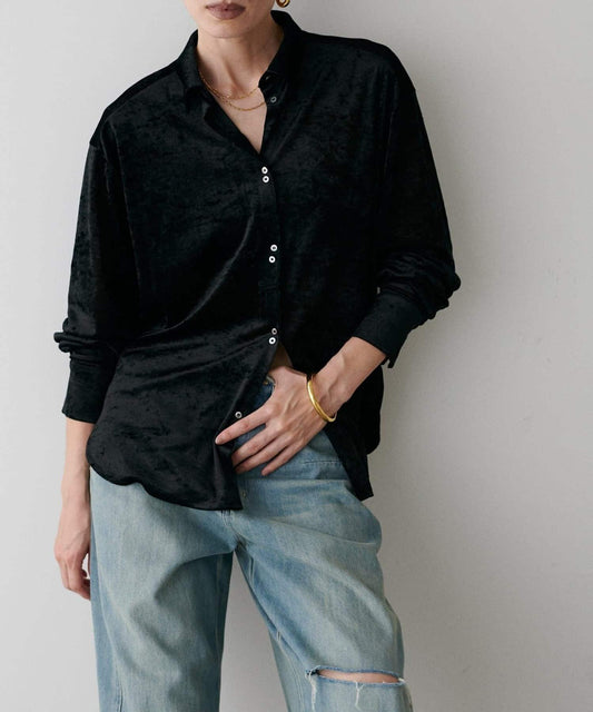 【LARUTA】透視網紗天鵝絨襯衫