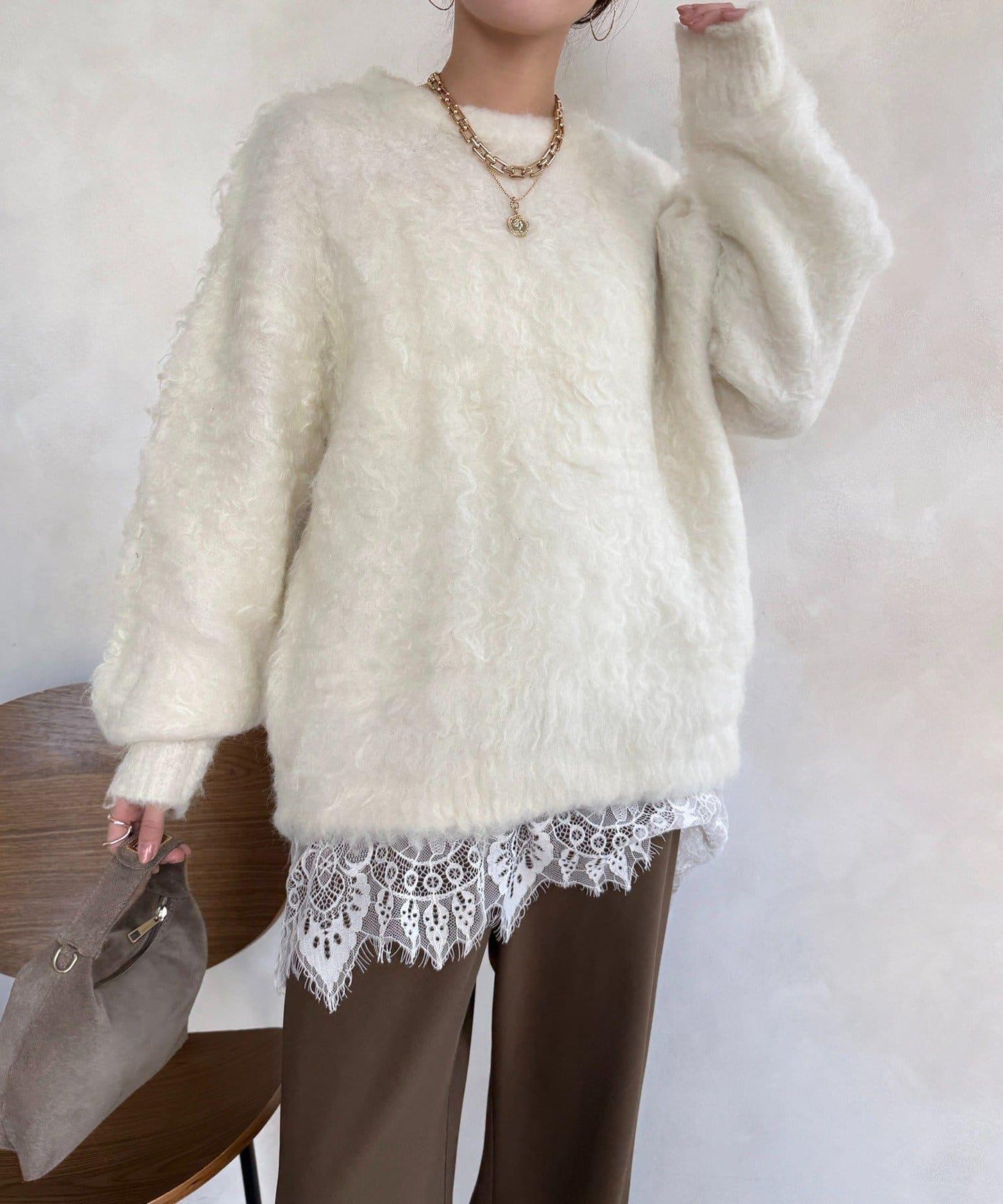 長款毛絨套頭衫