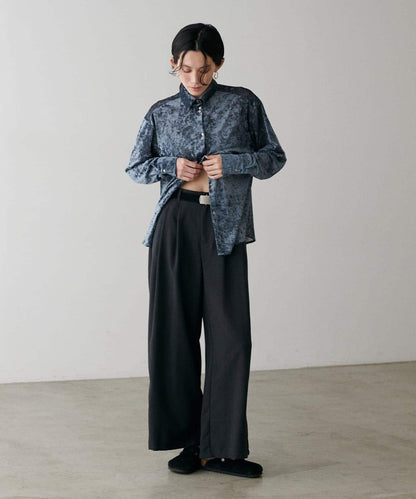 【LARUTA】透視網紗天鵝絨襯衫