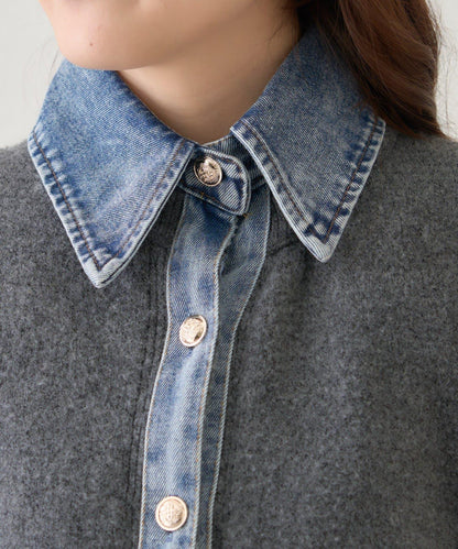 【nane】牛仔拼接開衫