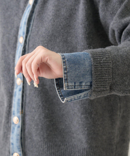 【nane】牛仔拼接開衫