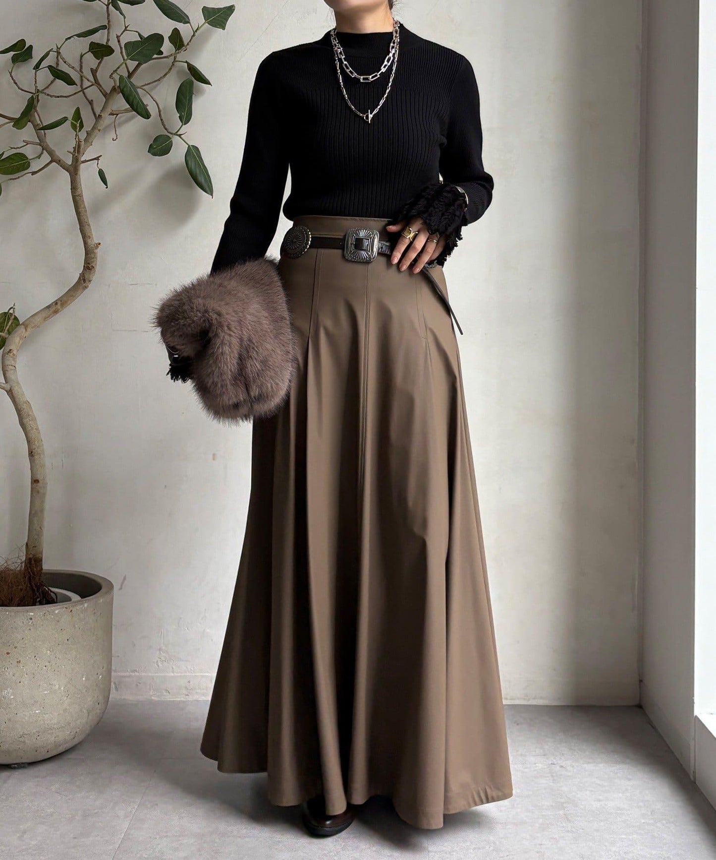 流蘇袖口羅紋針織衫