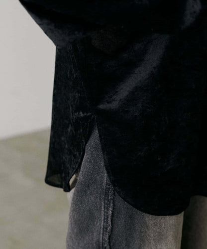 【LARUTA】透視網紗天鵝絨襯衫