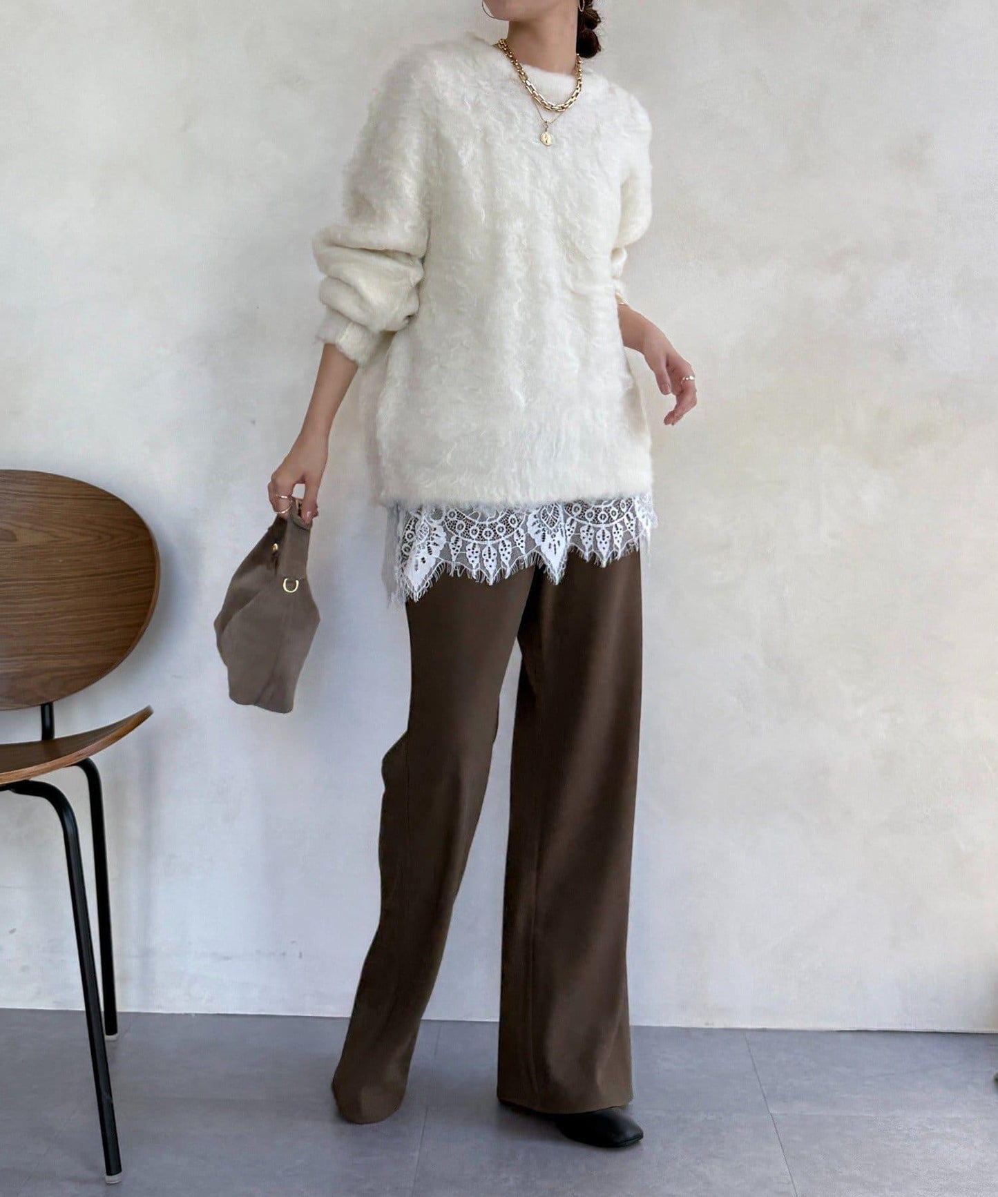 長款毛絨套頭衫