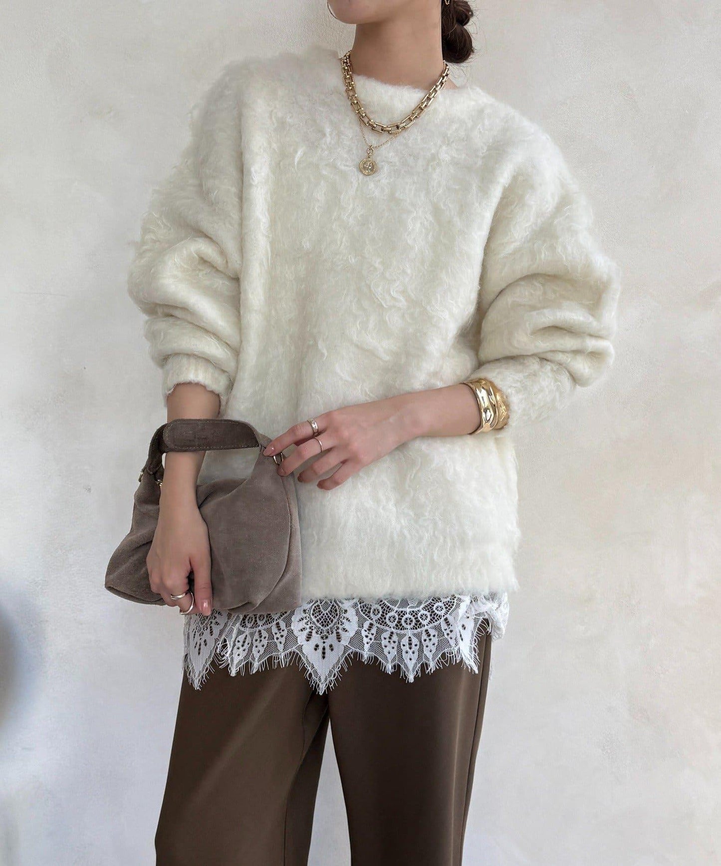 長款毛絨套頭衫