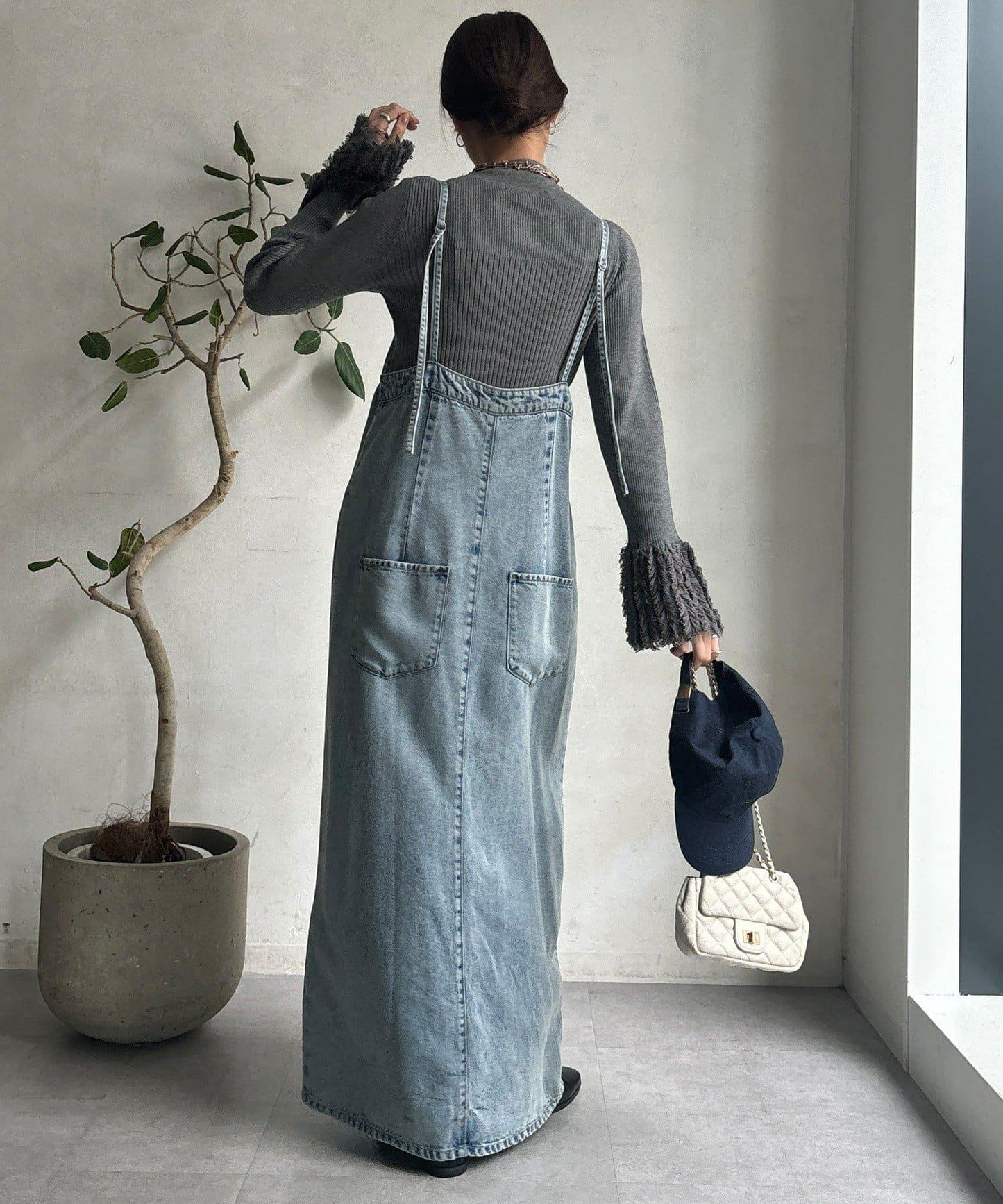 流蘇袖口羅紋針織衫