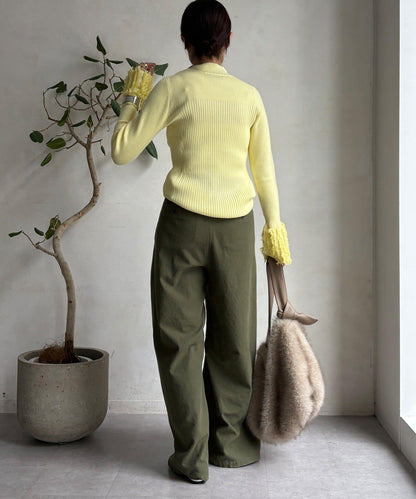 流蘇袖口羅紋針織衫