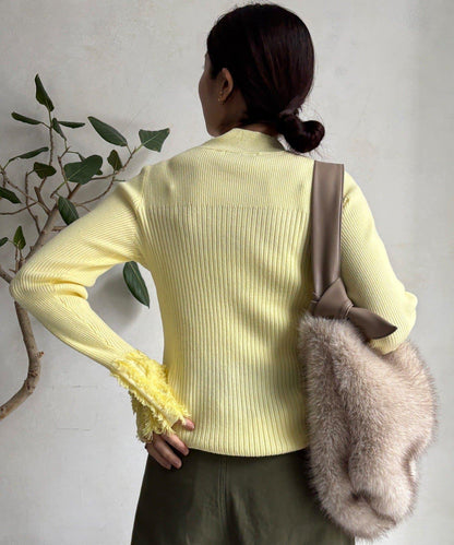 流蘇袖口羅紋針織衫