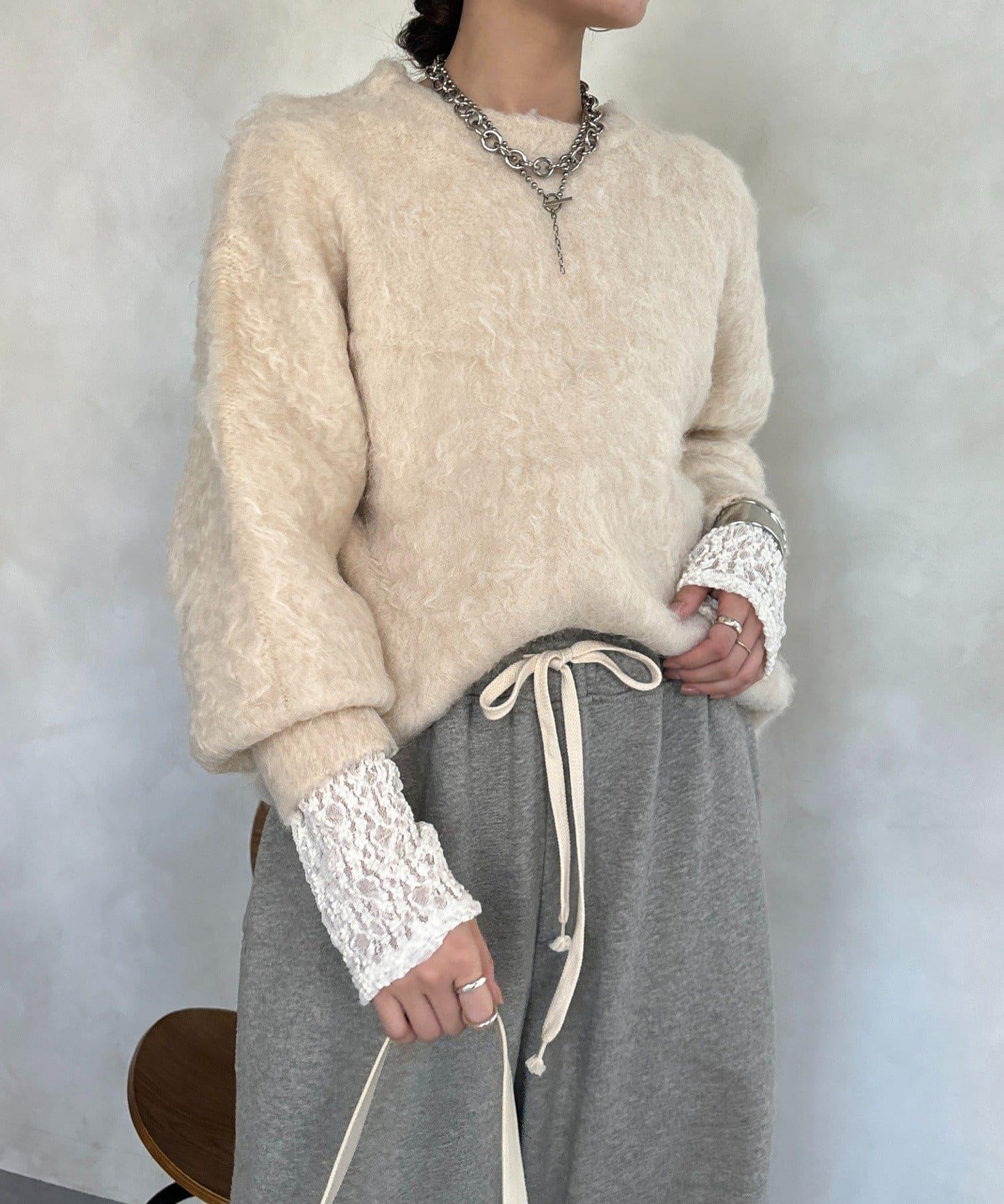 長款毛絨套頭衫