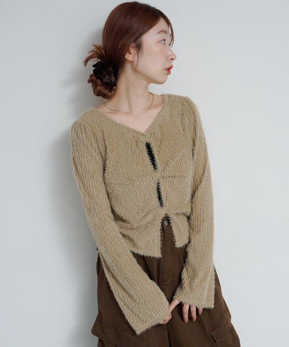 毛邊扭結套頭衫