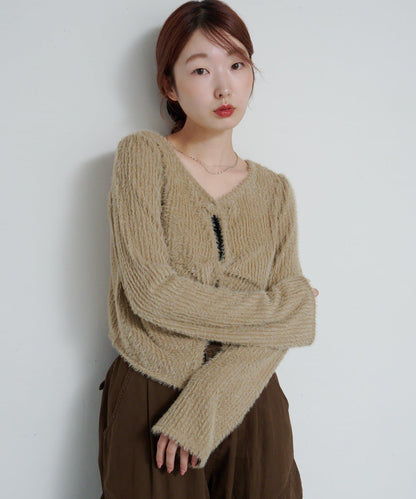 毛邊扭結套頭衫