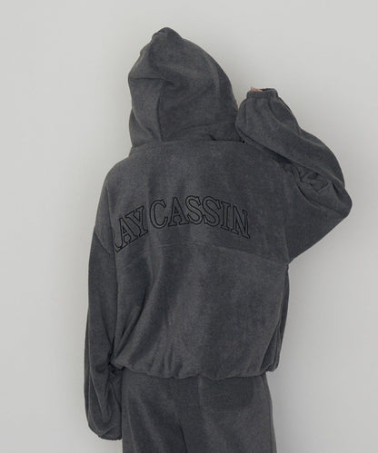 連帽拉鍊抓絨外套