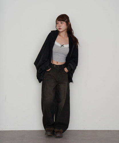 拼接設計牛仔褲