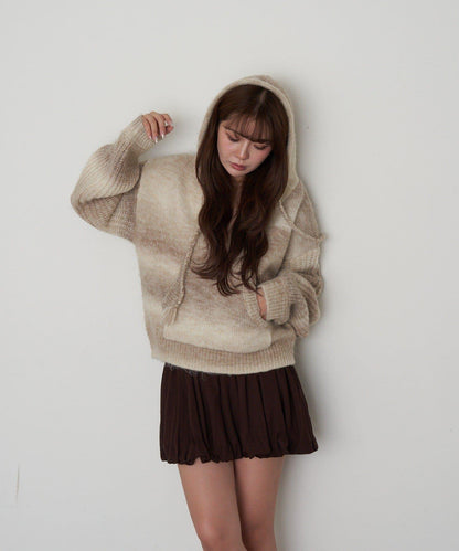 漸變色V領連帽長款上衣