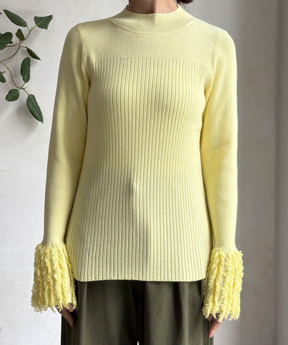 流蘇袖口羅紋針織衫