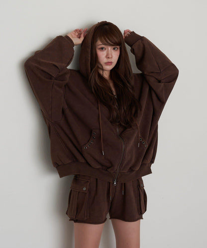 水洗色寬鬆衛衣 / 連帽衫