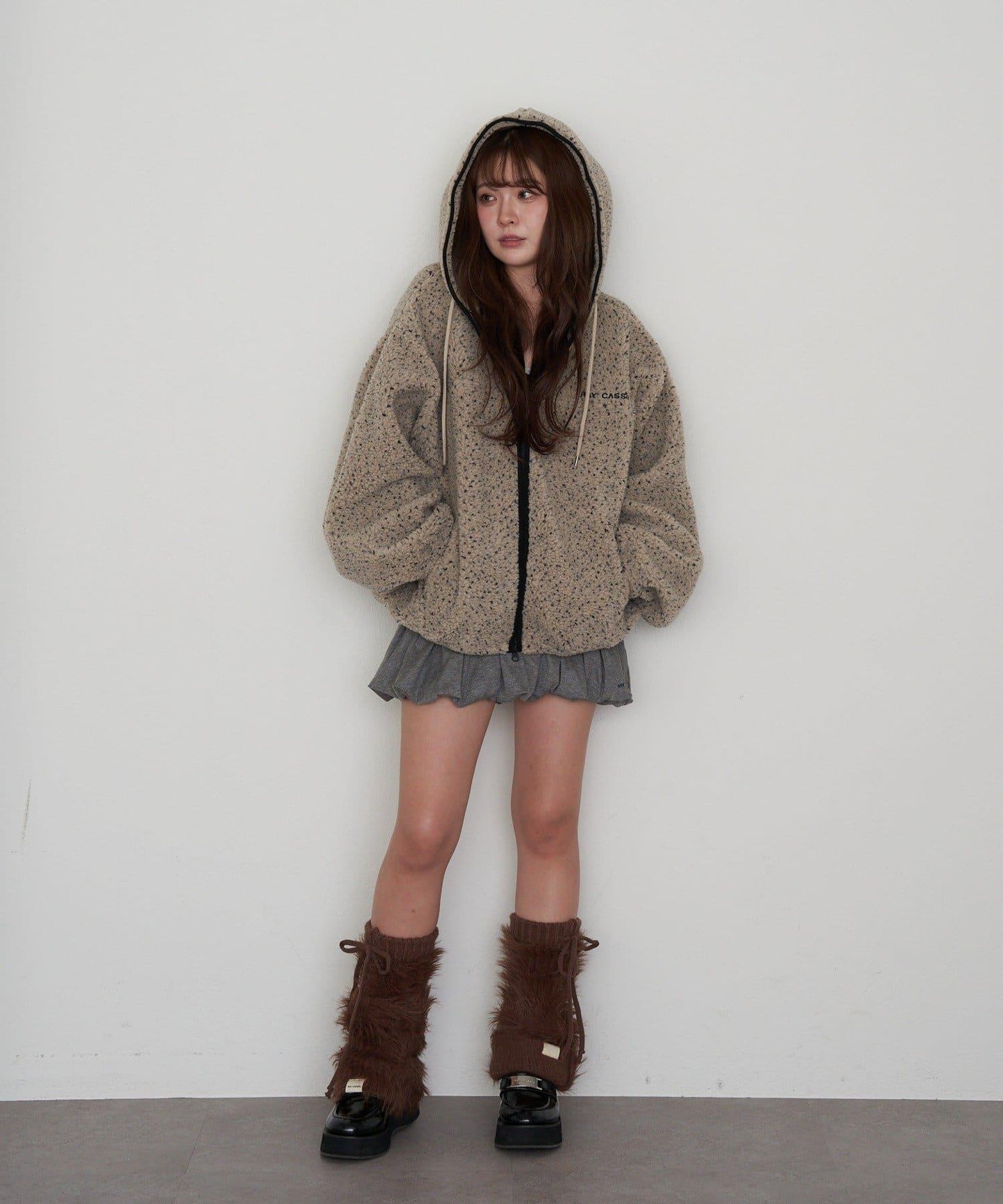 連帽拉鍊抓絨外套