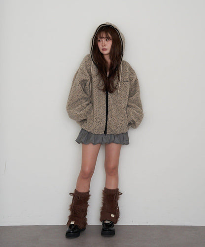 連帽拉鍊抓絨外套