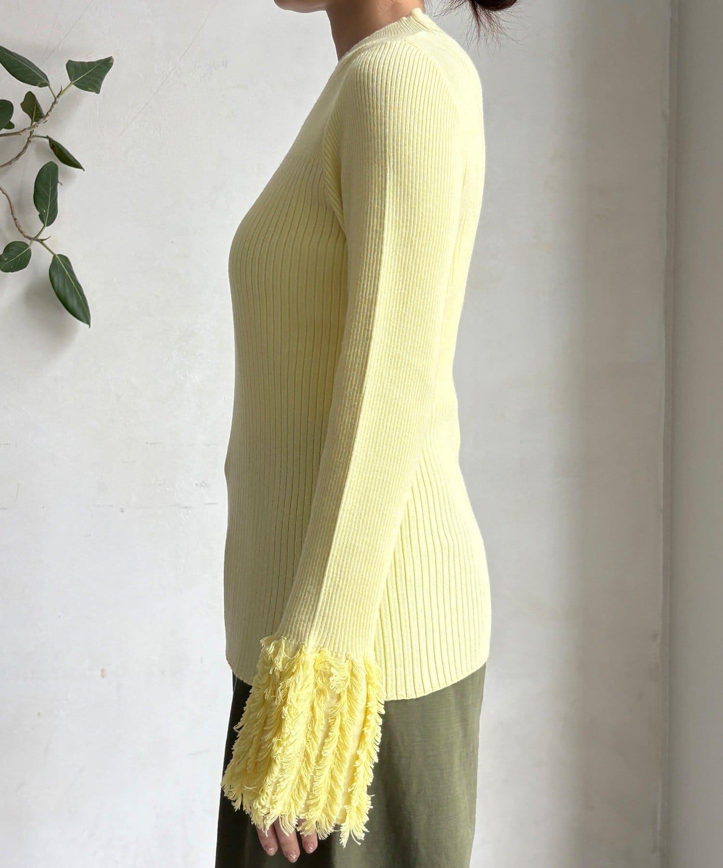 流蘇袖口羅紋針織衫