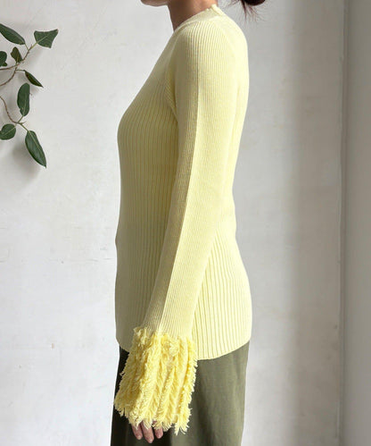 流蘇袖口羅紋針織衫
