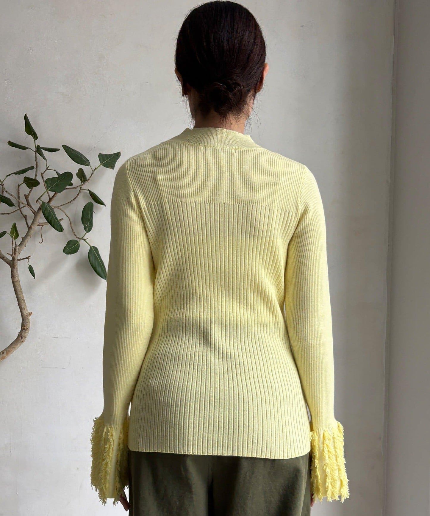 流蘇袖口羅紋針織衫