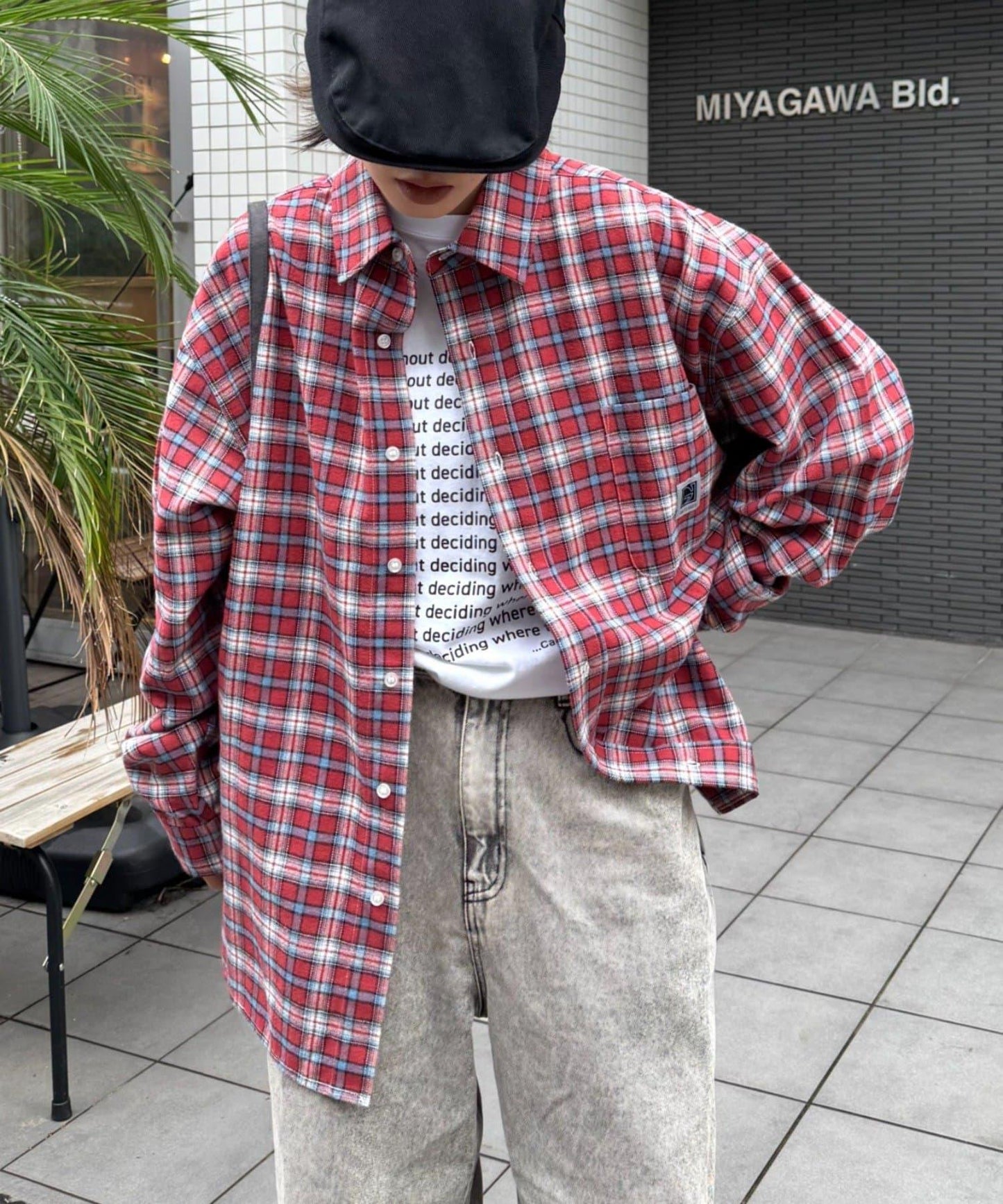 【PATTIPATTI】寬鬆格紋法蘭絨襯衫