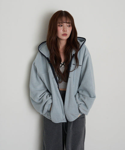 連帽拉鍊抓絨外套