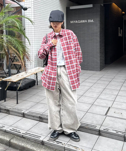 【PATTIPATTI】寬鬆格紋法蘭絨襯衫