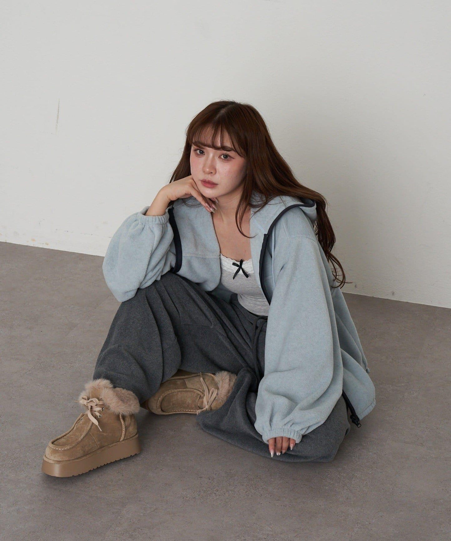 連帽拉鍊抓絨外套