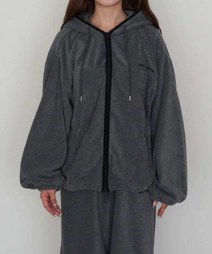 連帽拉鍊抓絨外套