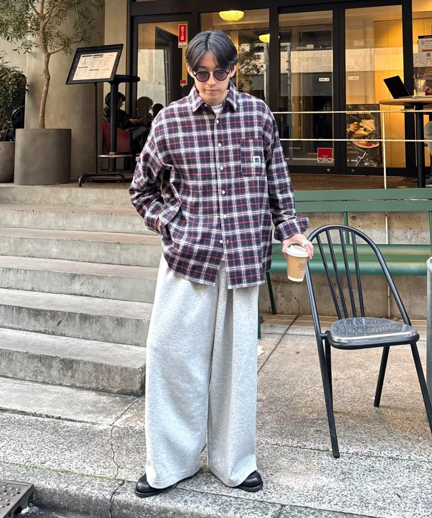 【PATTIPATTI】寬鬆格紋法蘭絨襯衫