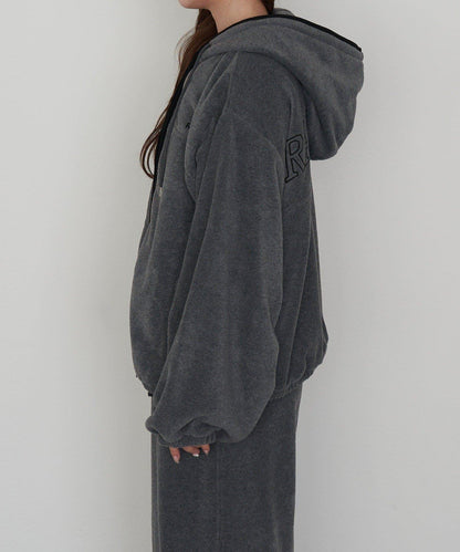 連帽拉鍊抓絨外套