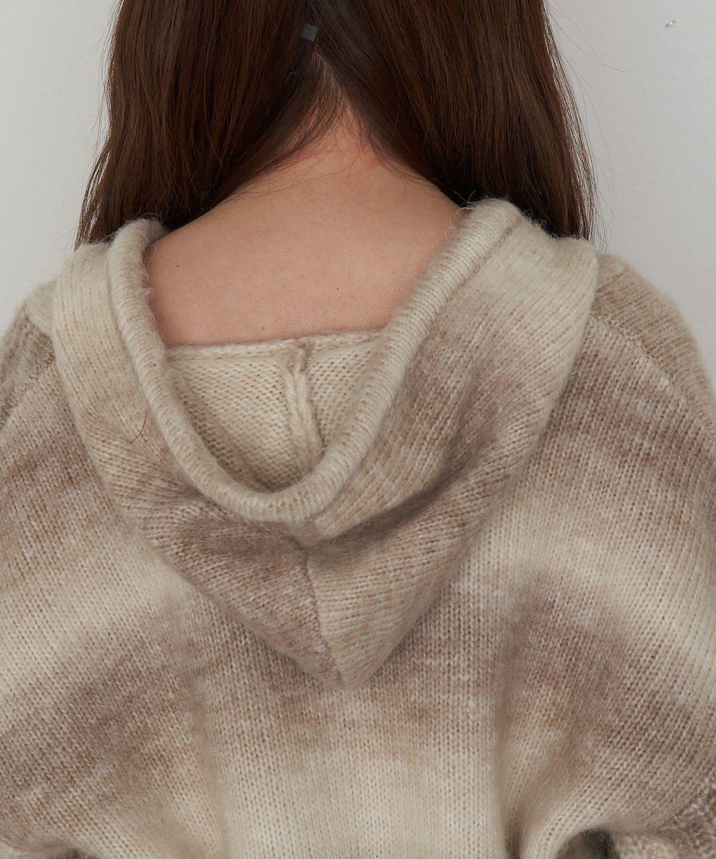 漸變色V領連帽長款上衣