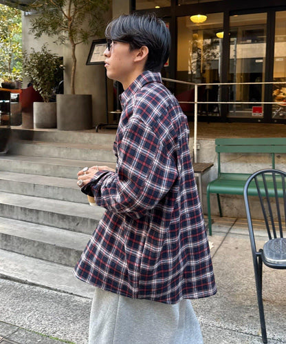 【PATTIPATTI】寬鬆格紋法蘭絨襯衫