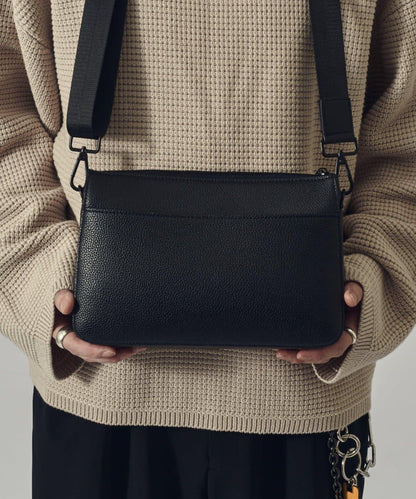 分層皮革單肩包