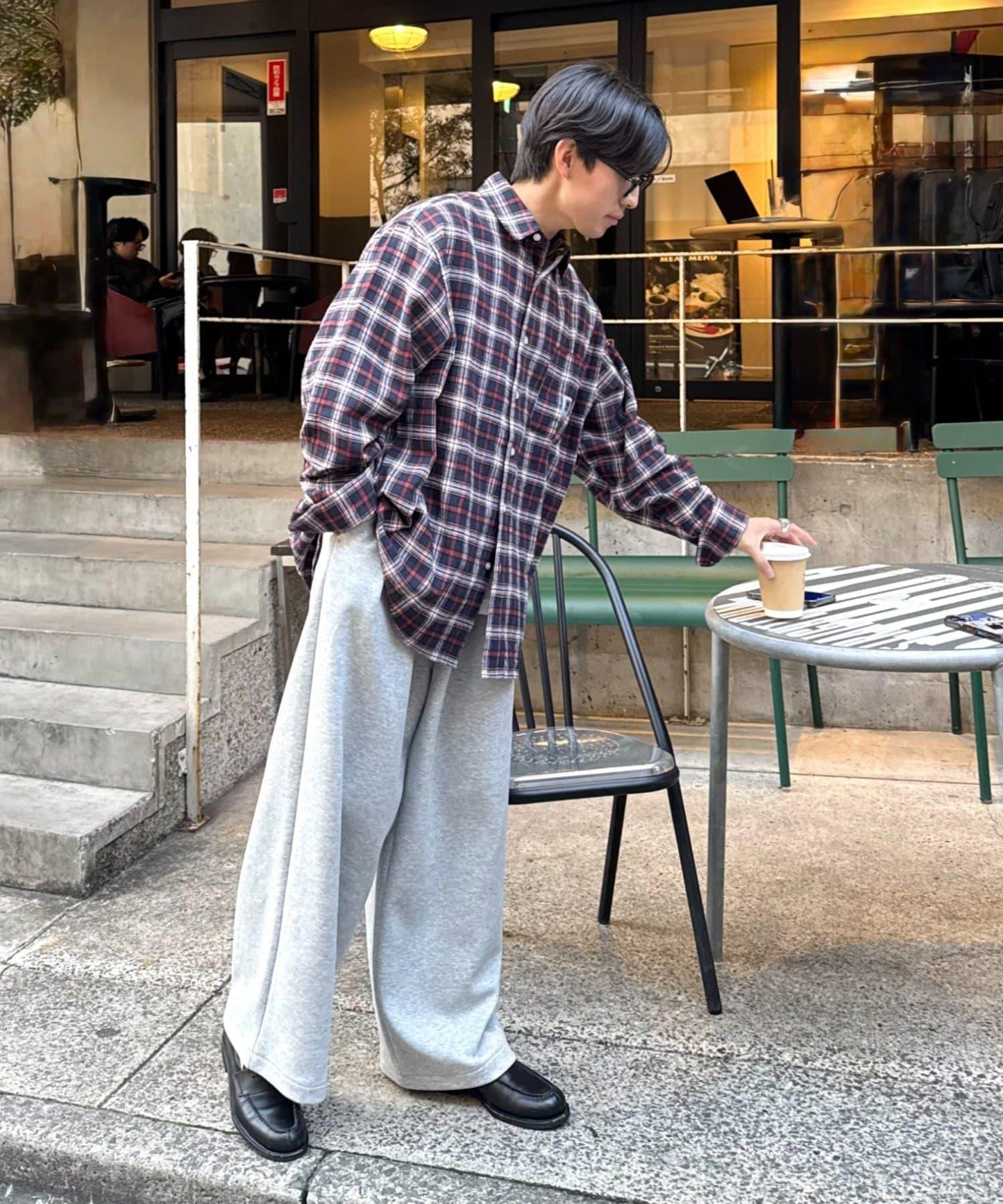 【PATTIPATTI】寬鬆格紋法蘭絨襯衫