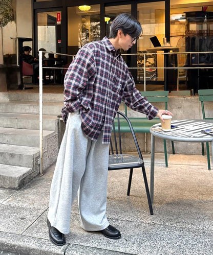 【PATTIPATTI】寬鬆格紋法蘭絨襯衫