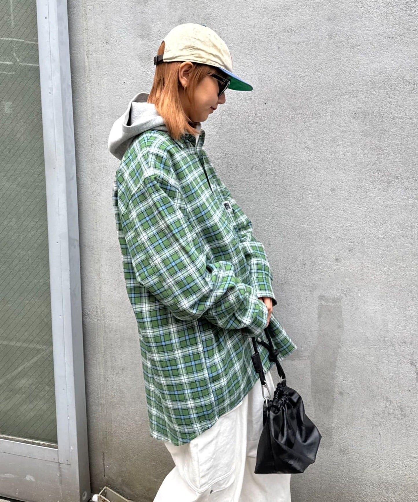 【PATTIPATTI】寬鬆格紋法蘭絨襯衫