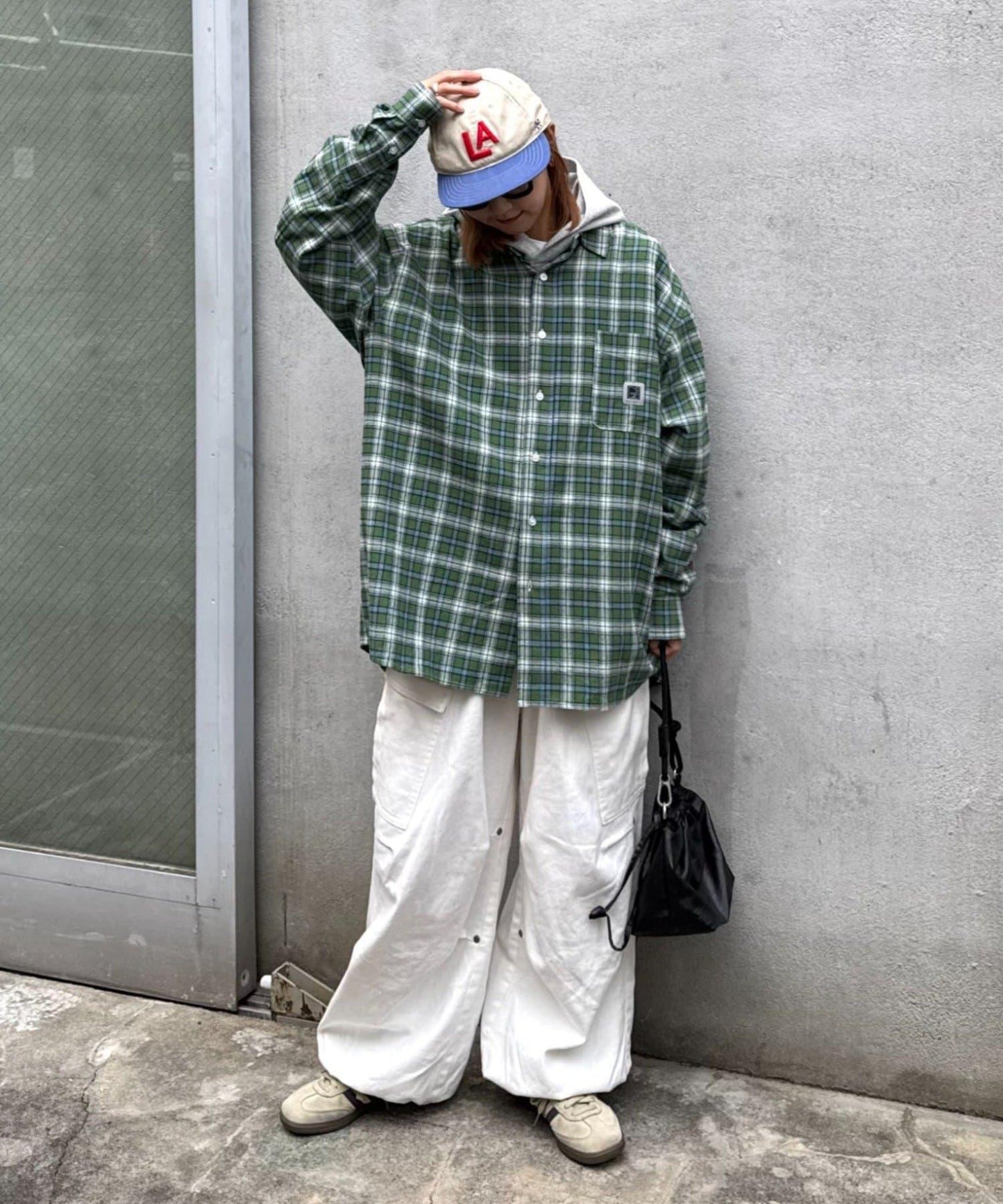 【PATTIPATTI】寬鬆格紋法蘭絨襯衫