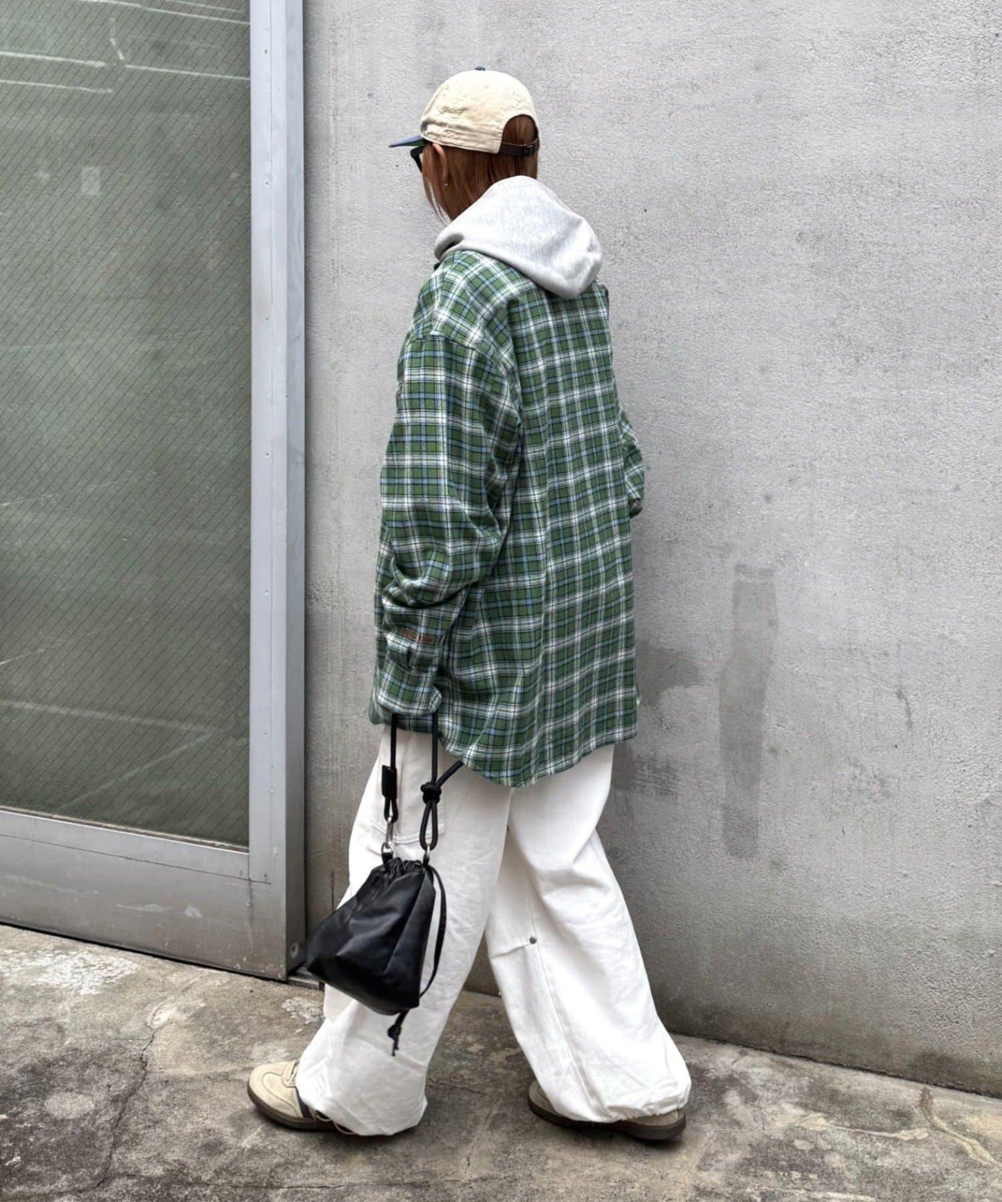 【PATTIPATTI】寬鬆格紋法蘭絨襯衫