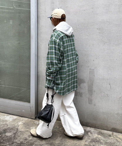 【PATTIPATTI】寬鬆格紋法蘭絨襯衫