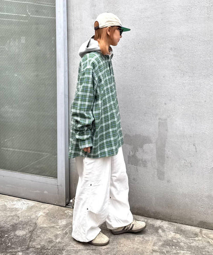 【PATTIPATTI】寬鬆格紋法蘭絨襯衫